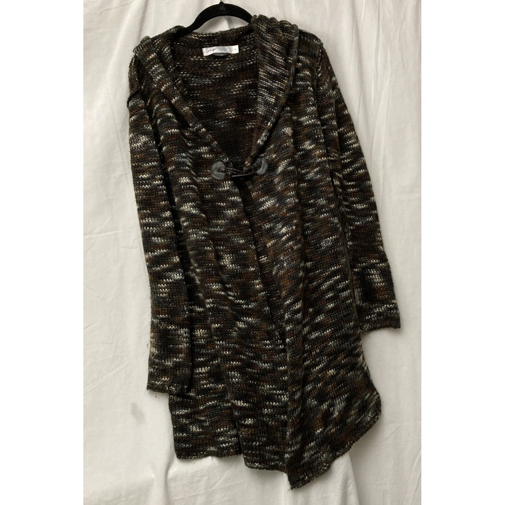 Urban Mango Women's Hooded Cardigan Hook & Loop Open Knit Cardigan - SZ S